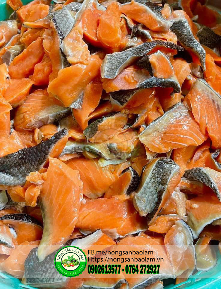 cá hồi vụn miếng không xương - bịch 500gr -nongsanbaolam 2