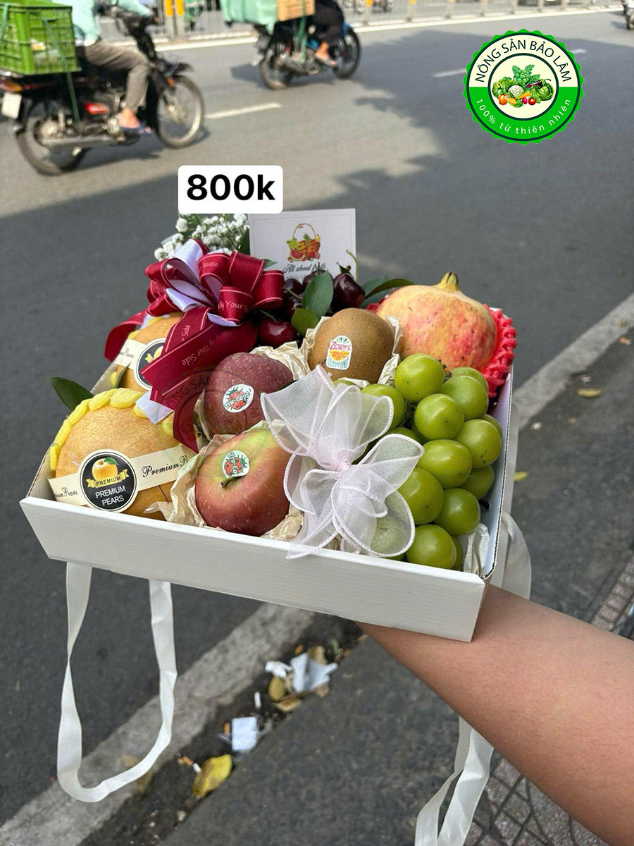 Quà Trái Cây - Hộp Vuông 2 - Trái tim 800 - Nông Sản Bảo Lâm
